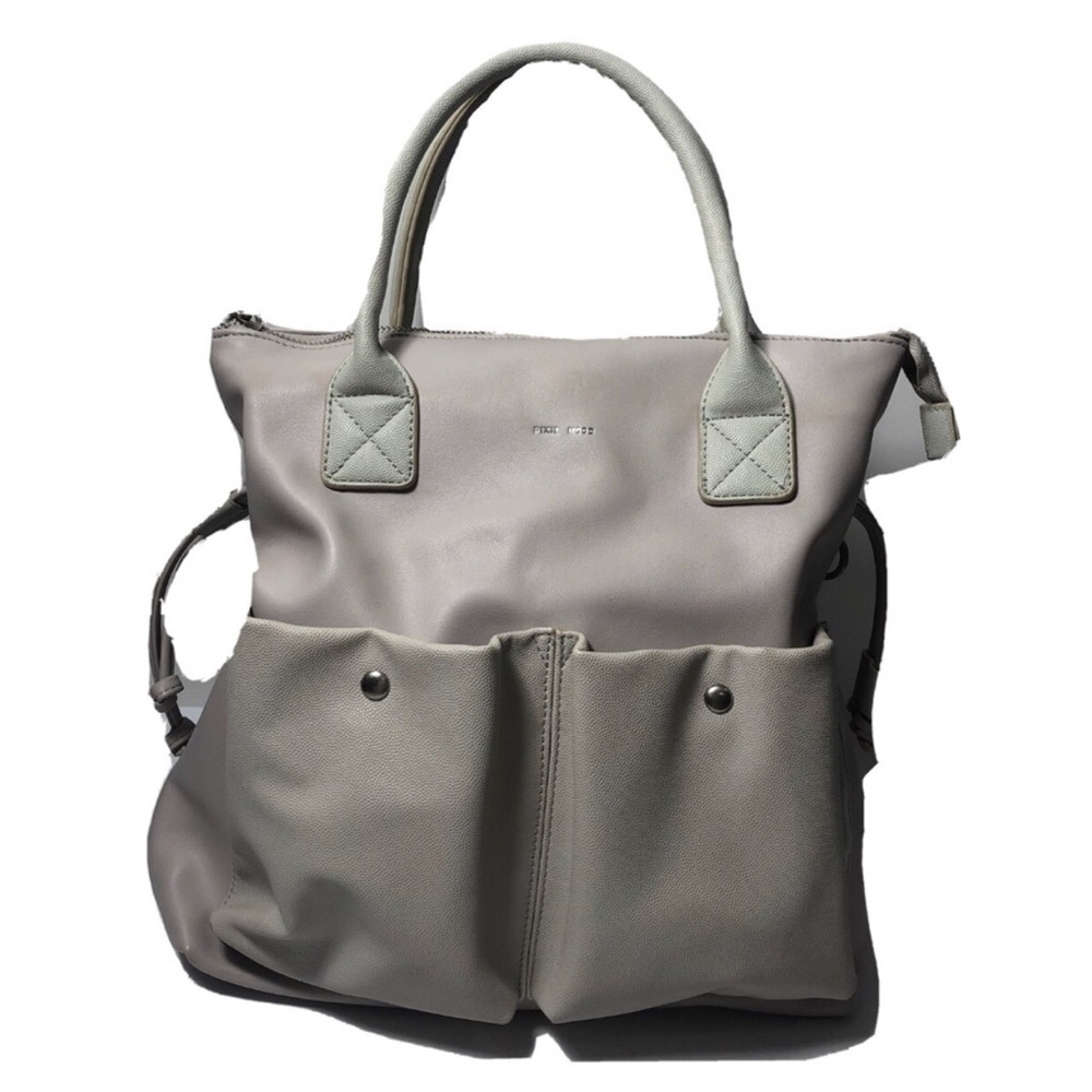 Pixie Mood vegan leather taupe/gray bag. In good overall condition.